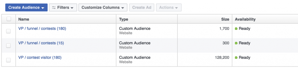 custom audiences from contests